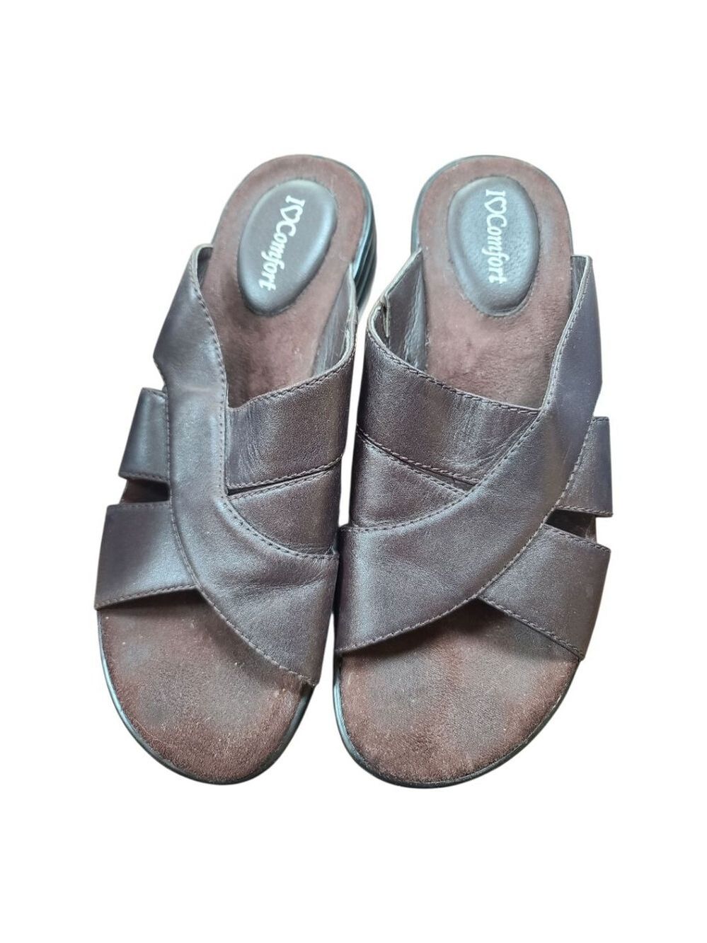 I Heart Comfort Brown Faux-Leather Sandals 9M